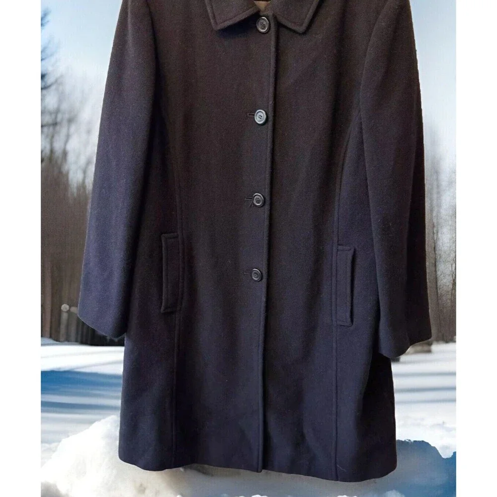 Fleet Street Coat Women’s Size Large Button Front Long‎ Collared Black